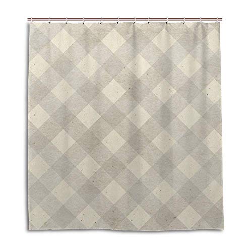 Rideau de douche imperméable beige grand format avec anneaux design - 2