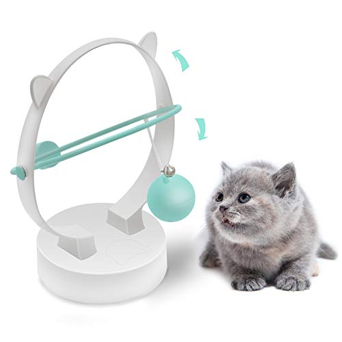 chinbersky Interaktives Katzenspielzeug für Indoor-Katzen, automatische kinetische Schaukel, elektronisches Spielzeug, Federaufsätze Spielzeug für Katzen (grün) Cover