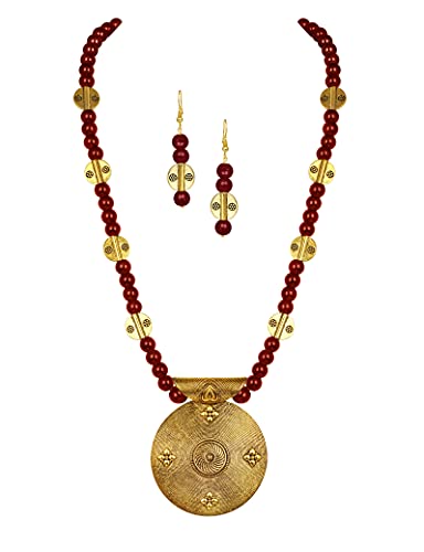 JFL – Jewellery for Less Gold Plated Spiral Collection Black Onyx Stone Necklace Set for Women