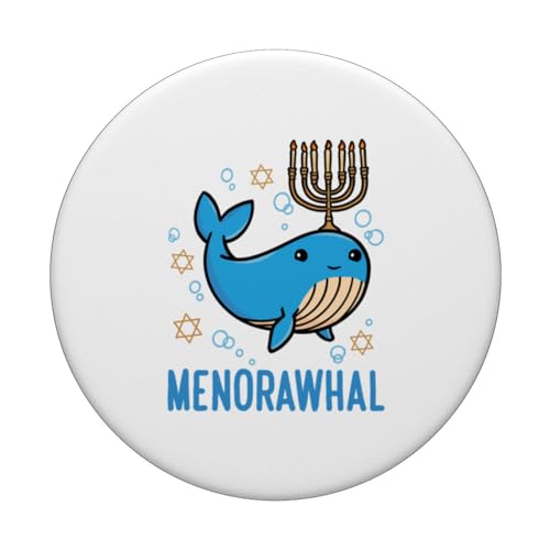 Festival Of Lights Chanukah Menorah Hanukkah Menorawhal PopSockets Swappable PopGrip, Black - Image 3