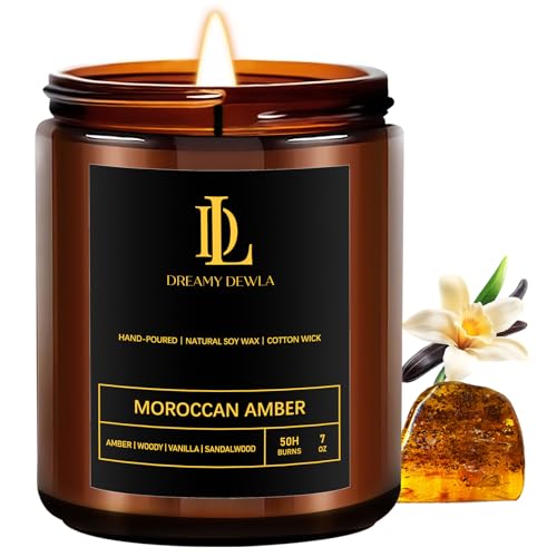 Scented Candles for Men, Moroccan Amber Candle for Home, Soy Wax Candles Gift for Birthday Father's...