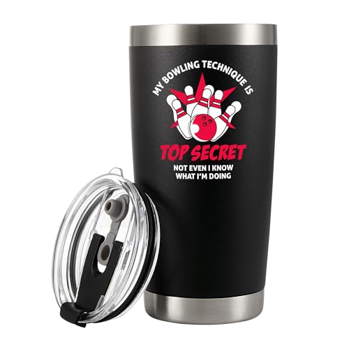 Panvola My Bowling Technique Is Top Secret Bowling Prize Tumbler 20oz Black