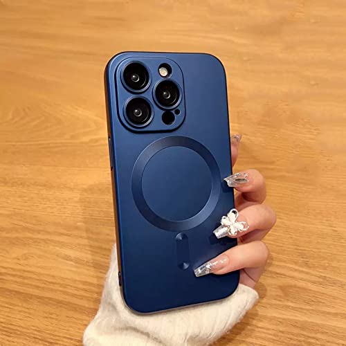 Coque antichoc iPhone 13 Pro Max chargement magnétique verre silicone bleu