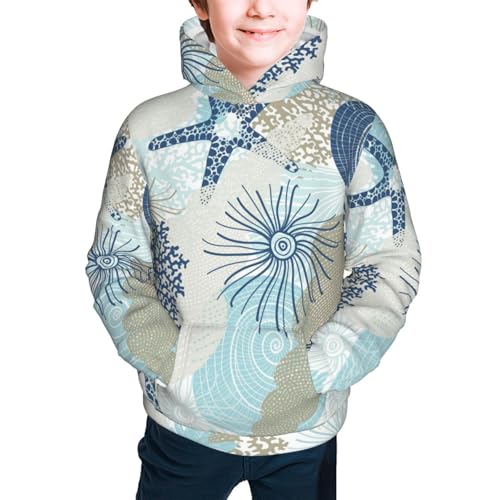 Algae Corals and Seashells Kid Hoodies Boys Sweatshirts Girls Pullover with Pocket3