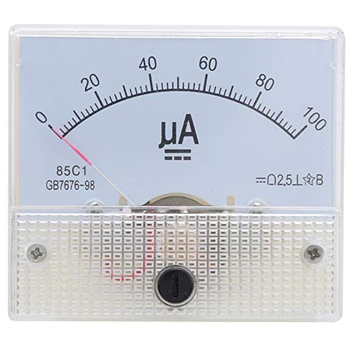 DC 0 to 100UA Analog Ammeter for Measuring Electrical Circuit Current, ABS Material