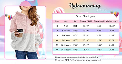 Haloumoning Girls Fuzzy Fleece Pullover Hoodies Sweatshirt Casual Loose Outwear Coat With Pockets 8-9 Years #TOP5