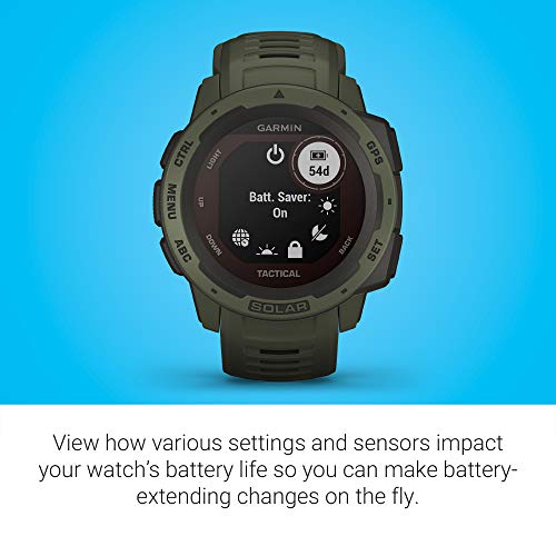 Image of Garmin Instinct Solar Tactical, Solar-Powered Rugged Outdoor Smartwatch with Tactical Features, Built-in Sports Apps and Health Monitoring, Moss Green