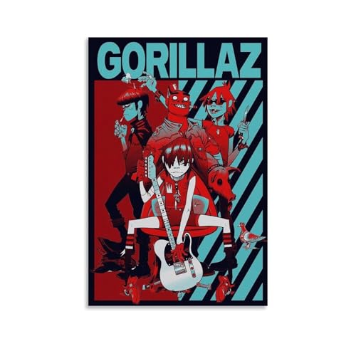 Affiche Gorillaz Musique Groupe Virtuel Couverture Pour Chambre, Art Mural Esthétique sur Toile, Décoration de Chambre à Coucher 30 x 45 cm