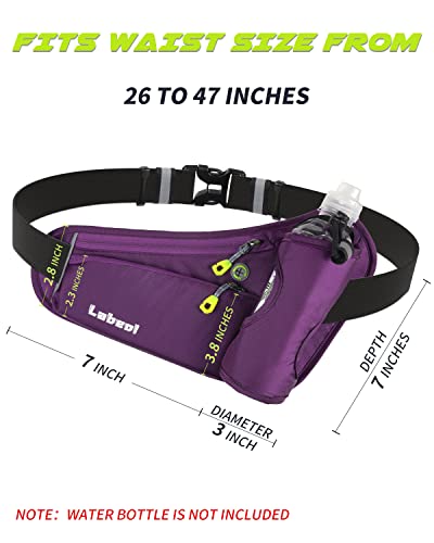 Labeol Running Water Bottle Hydration Belt With Water Bottle Holder Hiking Walking Waist Pack Reflective Adjustable Fanny Pack With Bottle Holder Compatible For Phone Outdoor Running Belt (Purple) #TOP1