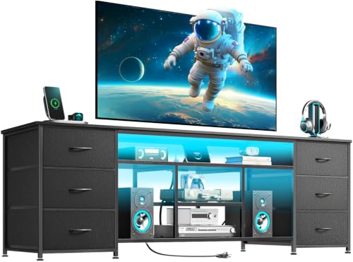 Furologee 63 Inch LED TV Stand, Entertainment Center, Black