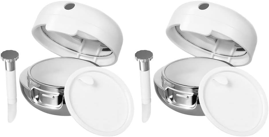 FRCOLOR 2Pcs Empty Lips Balm Containers with Silicone Lip Brush and Mirror Portable Plastic Lip Gloss Case Makeup Applicator Containers for Travel, As Shown, 5.15*5.15cm, Fashion