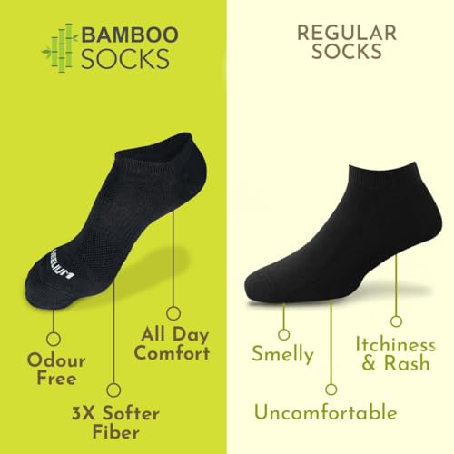 Image of HEELIUM Bamboo Ankle Socks for Men & Women | Ultra-Soft, Odour-Free, Thin & Breathable | 3X Softer than Cotton | Sizes - M (UK 4-8) & L (UK 9-13)