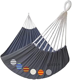GOCAN Brazilian Double Hammock 2 Person Extra Large 220x160cm Total Length 330cm Load 300kg Canvas Cotton Hammock for Patio Porch Garden Backyard Lounging Outdoor and Indoor(Blue/Green) XXL