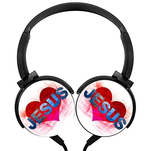 Headphone Love Jesus Lightweight Headset Wired Headphones with Mic Over Ear Running Men's Stereo Headsets for Office Smartphone and Tv 3.5Mm
