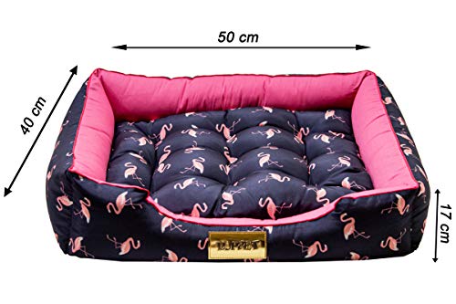 Cama com Colchão Removivel para Cachorro ou Gato Luppet até 5Kg Azul Flamingo M
