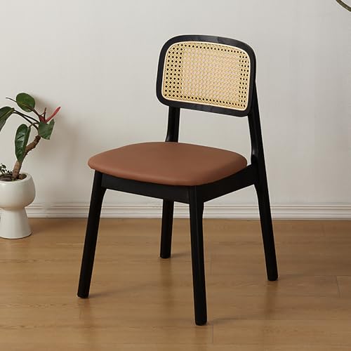 Sillas de comedor de ratán de madera con respaldo de bastón, diseño sin brazos para cocina de granja, comedor, sala de estar, dormitorio