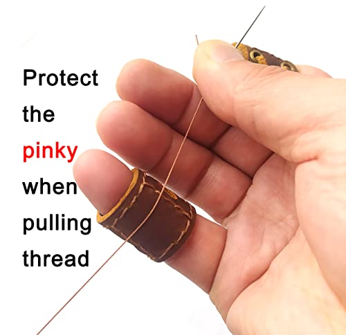 Xtboca, Genuine Leather Coin Thimble, Finger Protector, Thimble For Hand Sewing, Sewing Leather, Quilting Embroidery, Diy Sewing Tools,Handmade,Crazy Horse Leather(2 Pcs) #TOP5