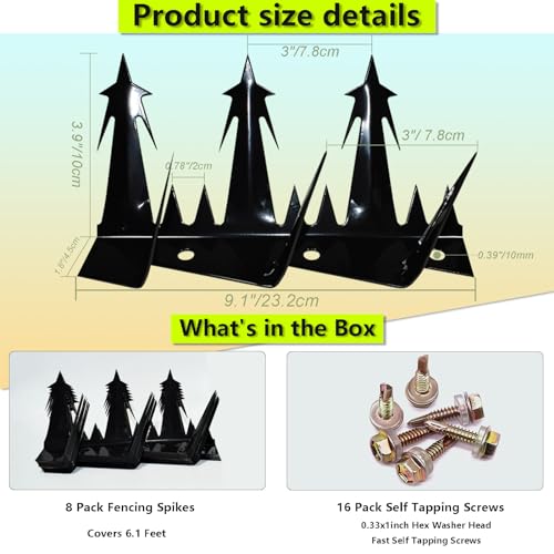 Metal Anti Climb Spikes for Fences and Walls. Effectively Avoided Invaders Climbing Attempts. (Size74 inches)