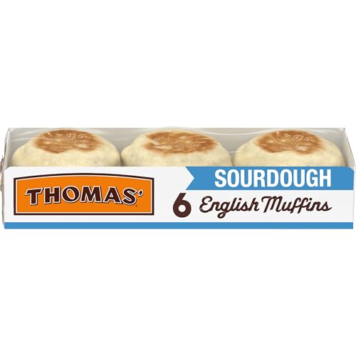 Thomas’ Sourdough English Muffins, 6 Count, 12 Oz Package of English Muffins