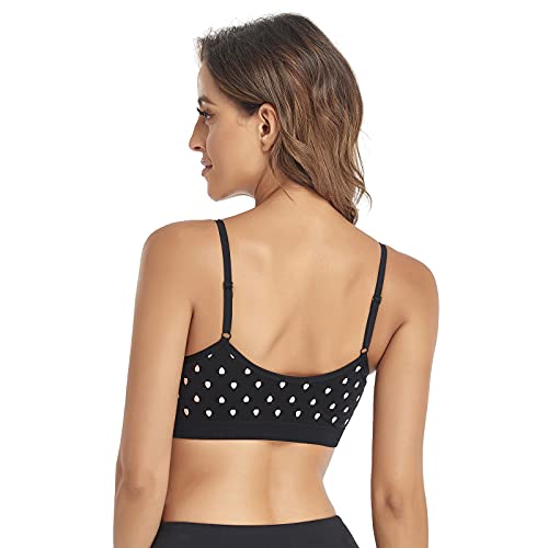 Image of Litthing Bralettes Padded for Women Cami Strap Bra Seamless Sportsbra Wireless Comfort Yoga Lightly T-Shirt Tank Tops