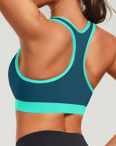 Image of Holipick Women's Sports Bra Bikini Tops Racerback Swim Top Scoop Neck Bathing Suits Top Modest Padded Crop Tops Swimsuit Only