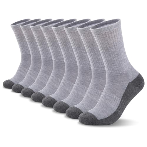 Image of Heatuff 8 Pairs Mens Cushioned Crew Socks, Moisture Wicking Athletic Work Socks