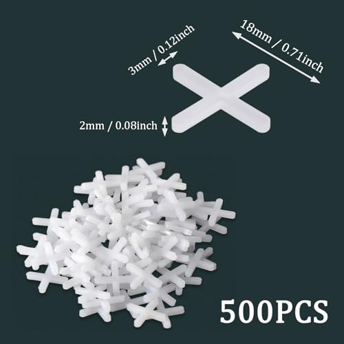 SYEYCW 500 Stück Weiß Fliesenkreuze, 3mm Kunststoff Fugenkreuze, Fliesen Abstandshalter, Fugenkreuz für Genaue Positionierung, Abstandhalter Fliesenfugen, Fliesenverlegehilfe, für Wand, Bodenfliesen