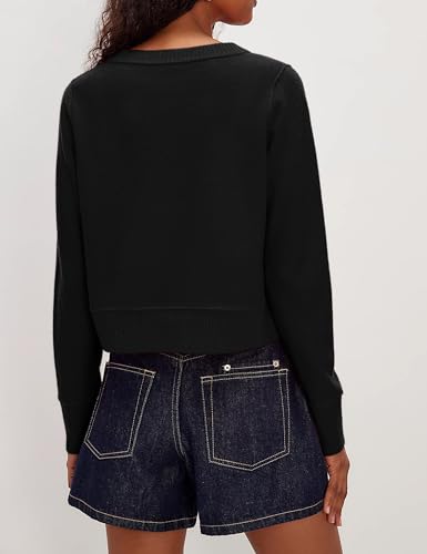 LTSCNRM Women's Lightweight Ribbed Soft Knit Round Neck Cardigan Sweater Classic Open Front Jacket with Buttons Casual2