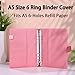 Antner A5 Notebook Binder 6 Ring Refillable Planner Cover for A5 Planner Inserts, PU Leather Loose Leaf Personal Organizer Aesthetic Photocard Holder Budget Binder with Magnetic Buckle, Glitter Pink