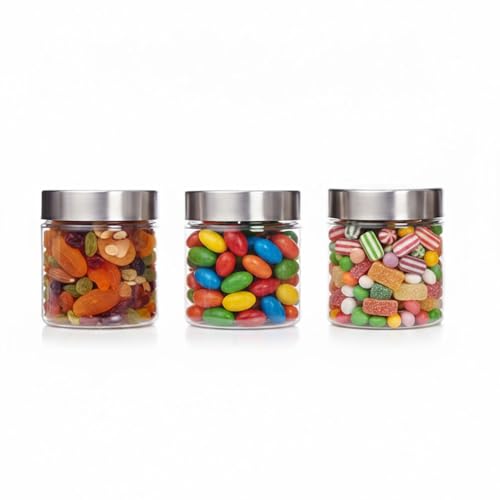 Image of PEARLPET Plus Range Plastic Storage Jars & Containers For Kitchen |Stackable |Air Tight| Steel Cap Jar, Food Grade | Bpa-Free |3 pieces of 500 Ml