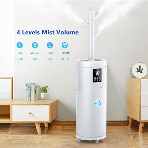 Hiswelle 17L/4.5Gal Ultra Large Humidifiers For Bedroom 2000 Sq Ft, Quiet Humidifiers For Large Room, Tower Humidifier With 4 Mist Mode & Extension Tube For Home School Office Commercial Greenhouse Plants thumb #5