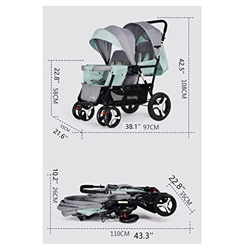 jiji Kinderwagen Twin kinderwagen, één sleutel terugtrekken, kan zitten en vouwen van de tweede kinderwagens Hoge en… - Afbeelding 3