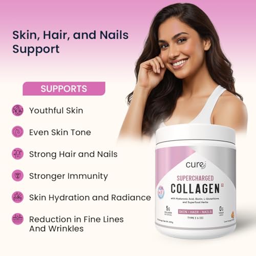 Image of Supercharged Collagen Powder 200g | Type I and III Collagen Peptides with Biotin L-Glutathione Sea Buckthorn | Skin Hair Nails Support | Orange | Men and Women | 25 Servings