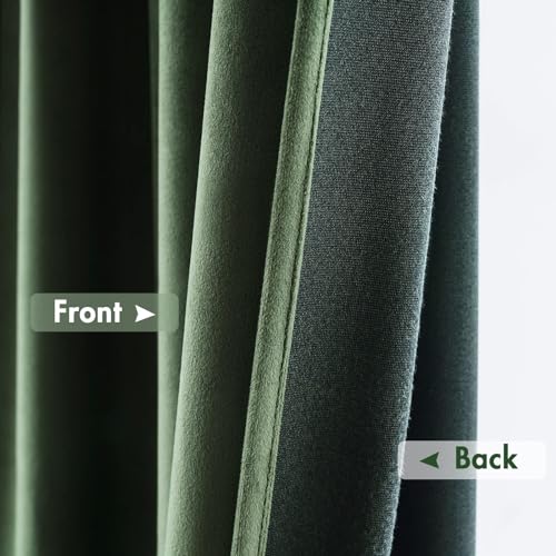 Image of MIULEE Olive Green Blackout Velvet Curtains Drapes 120 Inch Long 52 inchx120 inch | Luxurious Bedroom Living Room Decor, Room Darkening, Thermal Insulated, Rod Pocket Design, Super Soft Fabric, Extra Long