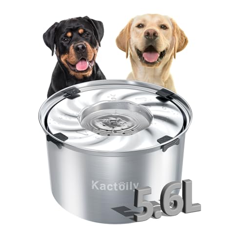 1.5 Gal Dog Water Bowl No Spill, 5.6L Slow Water Bowl for Large Dogs, Slow Drinking Dog Water Bowl Dispenser, Stainless Steel Dog Bowls for Messy Drinkers