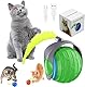 Pavlleen Katzenspielzeug Elektrisch Katzenball mit LED Licht, Interaktives Katzenspielzeug Ball, USB Wiederaufladbarer, 360° mit Ersatzschwanz Selbstdrehender, Lustiges Bälle Spielzeug (Grün)