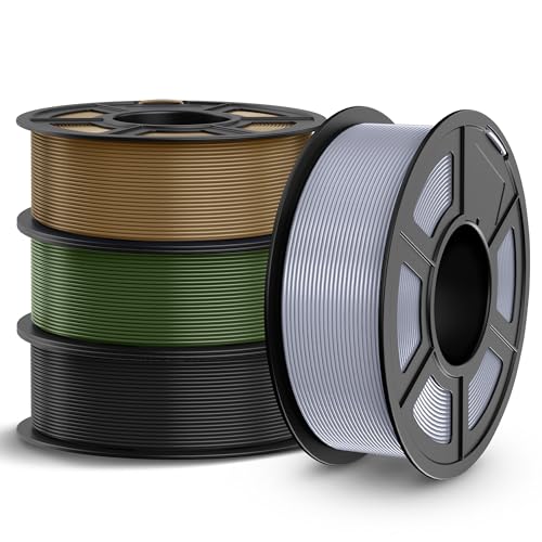 Image of TECBEARS PETG Filament 1.75mm 4KG, 3D Printer Filament Bundle PETG, Strong Toughness, 4 * 1KG(1320M) Filament High Precision, Dimensional Accuracy ±0.02mm,Black+Coffee+Sliver+Olive Green
