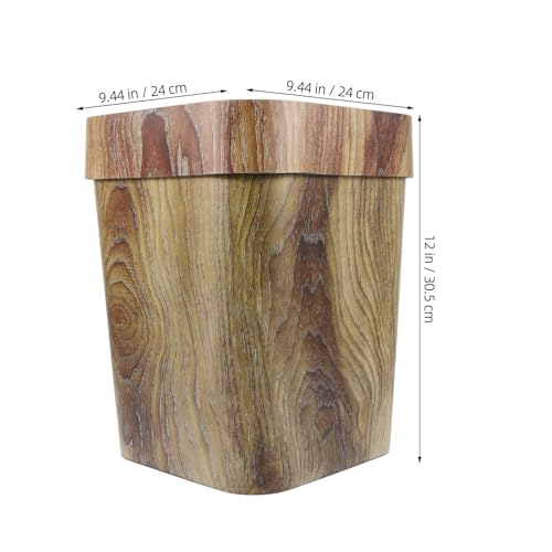 Poubelle imitation bois marron 14L Vaguelly parfaite pour salon et toilettes cosy - 2