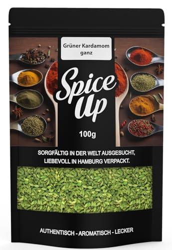 Spice Up Grüner Kardamom Ganz 100g – Cardamom Whole 100g – Ganze Kardamomkapseln – Intensiv würzig & aromatisch – Für Tee, Backen, Currys & Ayurveda – 100 % naturrein, vegan & ohne Zusatzstoffe