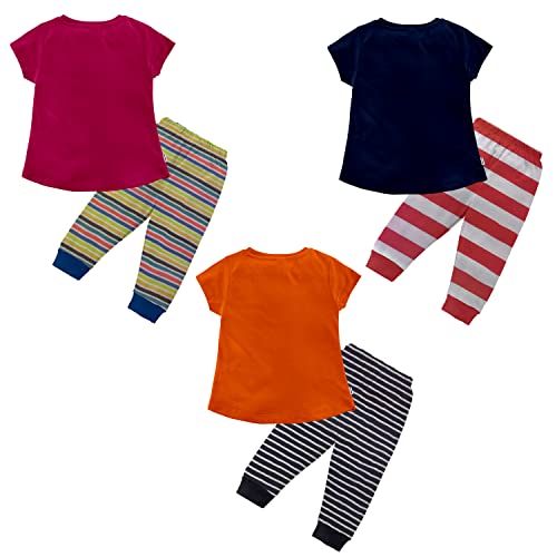 Image of NammaBaby Girl Cotton Night Suit Tshirt Shorts Capri Pyjama Set - Multipacks