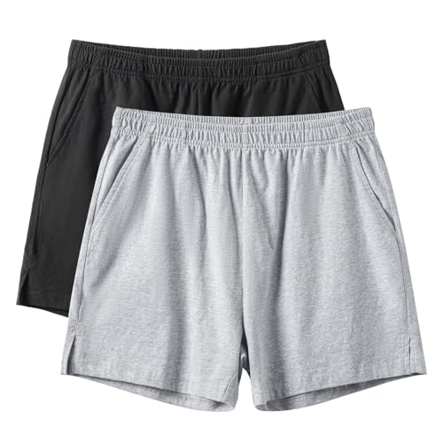Image of AMY COULEE Mens Lounge Shorts 4 inch Pajama Lightweight Cotton Sleep Bottoms with Pockets