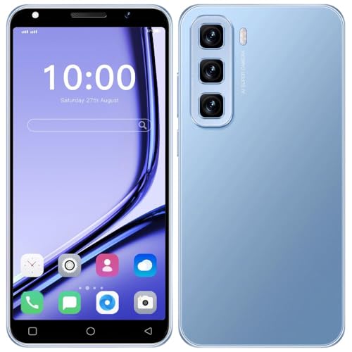 JtQtJ Cellulare Economico, Display HD da 5.0 Pollici, Dual SIM, 16GB ROM/Fino a 128GB, Doppia Fotocamera, Supporto WiFi, GPS, Bluetooth, Face ID, Telefono Android (Blu Cielo)