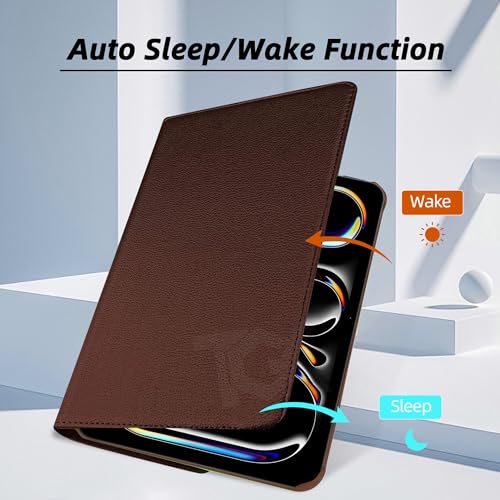 Image of TGK Rotating Case for iPad Pro 11 Inch M5 2025 /M4 2024 Model A3357 /A3358 /A3359 /A2836 /A2837 /A3006, Cover for 6th /5th Gen iPad Pro 11 inch (Brown)