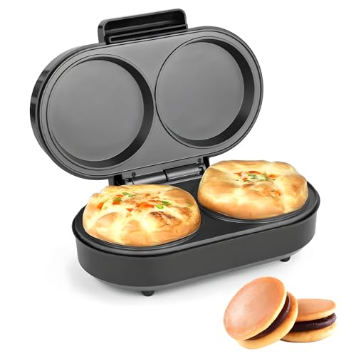 Fabricante de Tortillas Dual, Fabricante de Tortillas de Doble Placas Antiadherentes, Placa Caliente Gemela de Acero Inoxidable, Diseño de Doble Huevo de Doble Huevo de Relleno Profundo, Diseñ