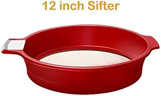 Big Flour Seive with Stainless Fine Mesh with Handle,the Best baking Sifter(12 inch,Red)