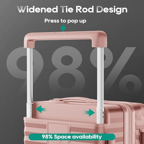 Image of Joyway Expandable 20 Inch Carry on Luggage with Front Pocket, Rosa Gold