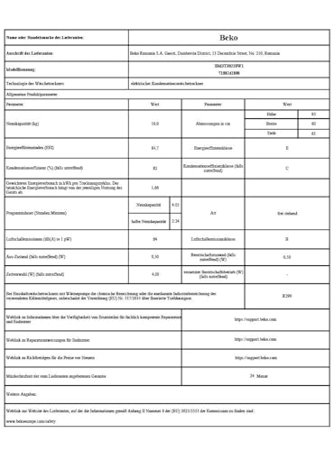 Beko BM3T30210W1 Wäschetrockner, 10 kg, Frontlader Wärmepumpentrockner, Hygiene Trocknen & Hygiene Auffrischen, kombinierter Filtermechanismus, 15 Programme, Knitterschutz, AquaWave Schontrommel, Weiß