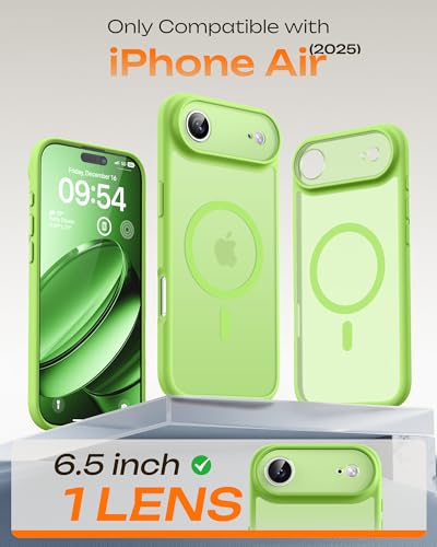 Image of TOCOL for iPhone Air Case, Compatible with Magsafe Charger, Full Camera Protection, Drop Protection, Translucent Matte Phone Case for iPhone 17 Air 6.5 inch (Light Green)