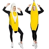 Zadin Banana Costume Adult Suit, Crazy Funny Banana 2025 Halloween Costume for Men Women Teen, Silly Peely Banana Hat Fruit