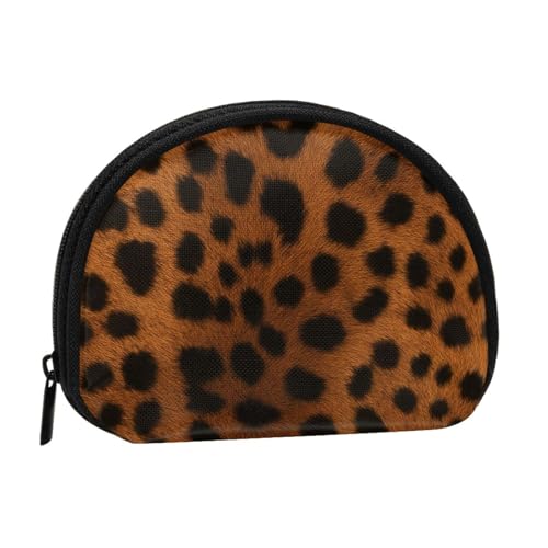Portable Coin Purse Leopard Print Pattern Mini Zippered Money Pouch Card Holder